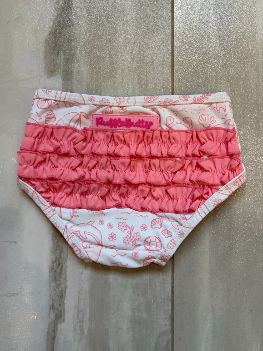 NWT RuffleButts Colorful By The Seaside Ruffled Bow Tankini Bikini Girls 3-6M